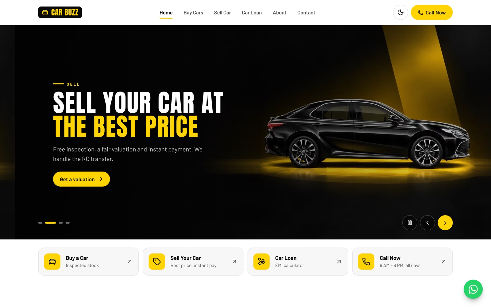 Shri Ishwar Ji Car Buzz used-car dealership website, Hisar