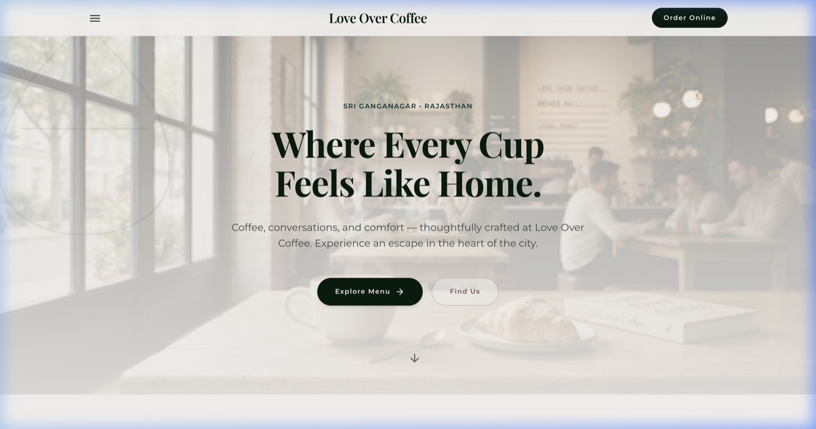 Love Over Coffee Cafe & Roastery Website Example