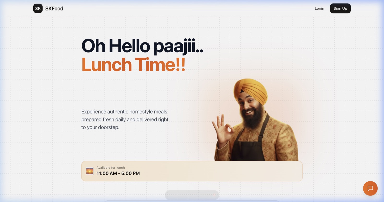 SKFood Homestyle Meals Delivery Website Example